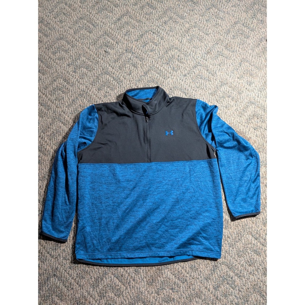 Under Armour Mens 2XL Blue Black Space Dye Quarter Zip Pullover Fleece 1369586